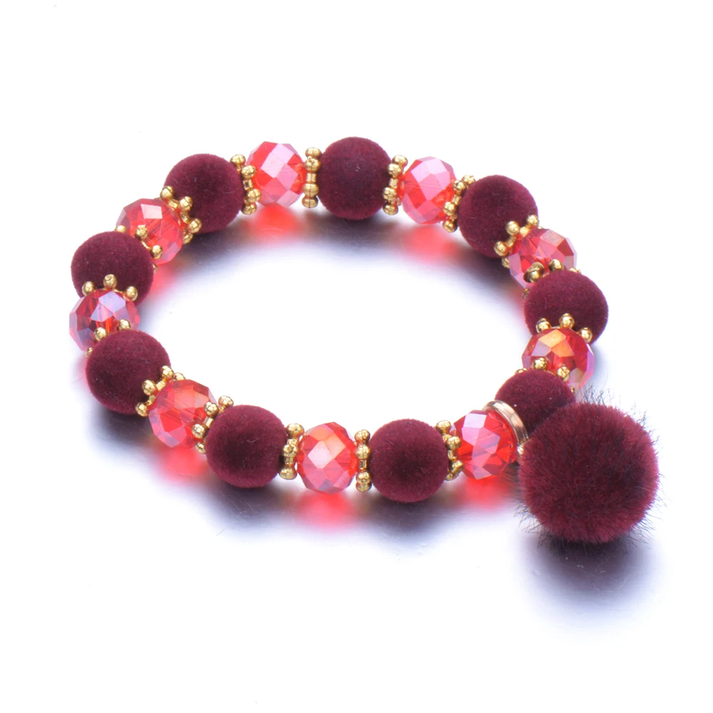 Браслет с бусинами в виде кристаллов эластичный витой проволочный шнур пуловер