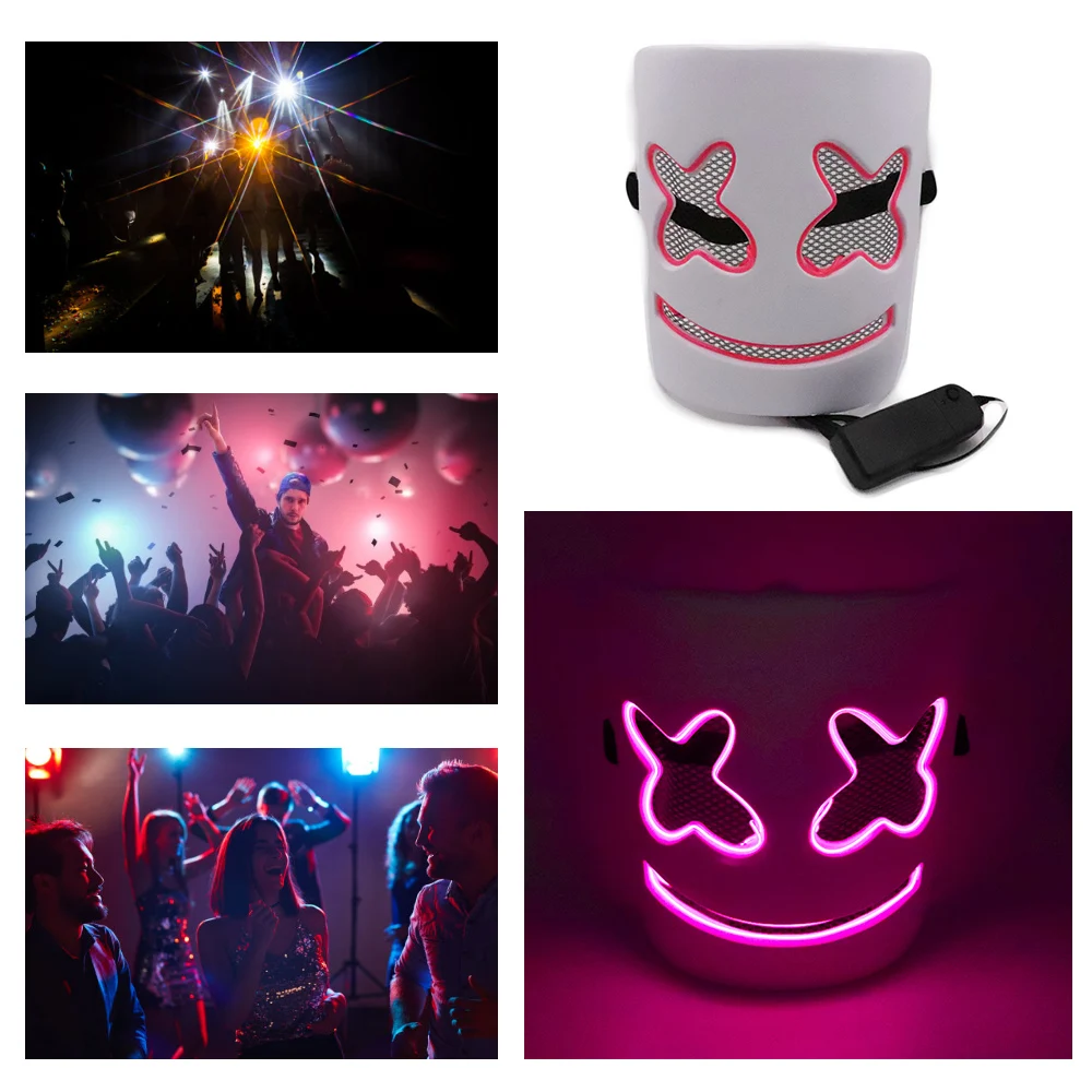 Новые Вечерние Маски на Хэллоуин, светодиодный страшный светящаяся маска EL Line, светящаяся маска для костюмированной вечеринки, одежда для вечеринки, аксессуары для масок, разные цвета на выбор