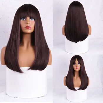 

MISS WIG Wavy Wigs Black Brown Blonde Middle Part Cosplay Synthetic Wigs with Bangs For Women Long Hair Wigs Fake Hair