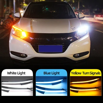

2Pcs LED Daytime Running Light Yellow Turn Signal Relay Car Headlight Eyebrow Decoration For Honda HRV HR-V 2015 2016 2017 2018