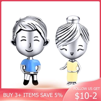 

CodeMonke Family Collection Parents Genuine 925 Sterling Silver Mom & Dad Charm for Original Bracelet Fashion DIY Jewelry CMC174