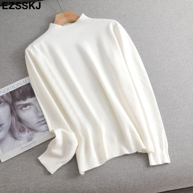 Loose soft solid color turtleneck Sweater Pullover Women Casual Long Sleeve chic bottom Sweater Female Jumpers top