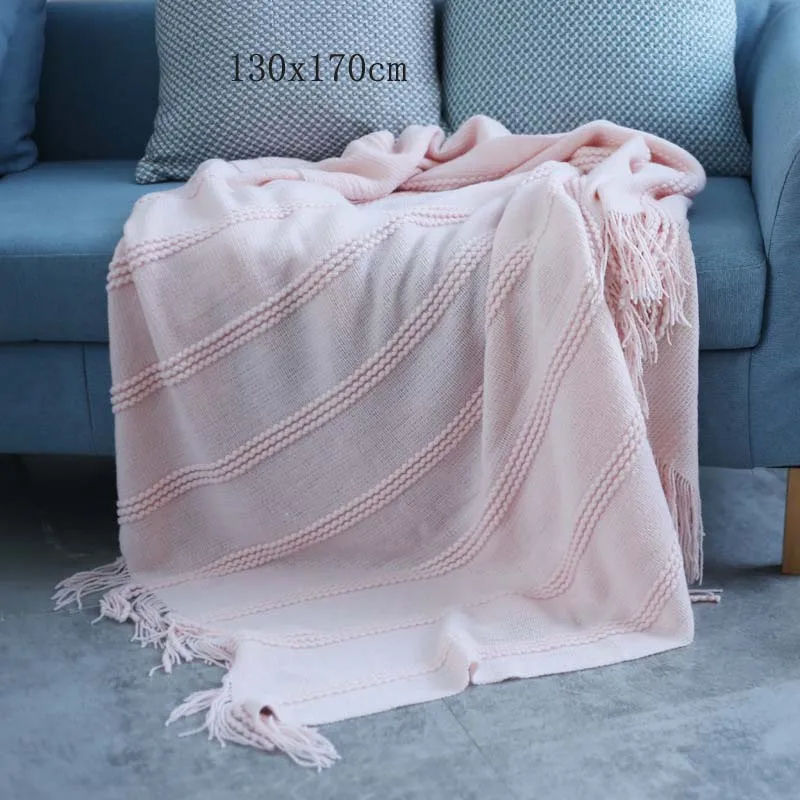 Весна-лето, трикотажное одеяло с кондиционированием, s одеяло с ворсом, s одеяло в скандинавском стиле для кровати, дивана, женщин, шарф - Цвет: pink style four