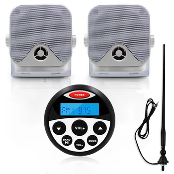 

Marine Bluetooth Stereo Audio Radio Receiver MP3 Player+4" Waterproof Marine Speaker+FM AM Antenna For ATV Boat Yacht Motorcycle
