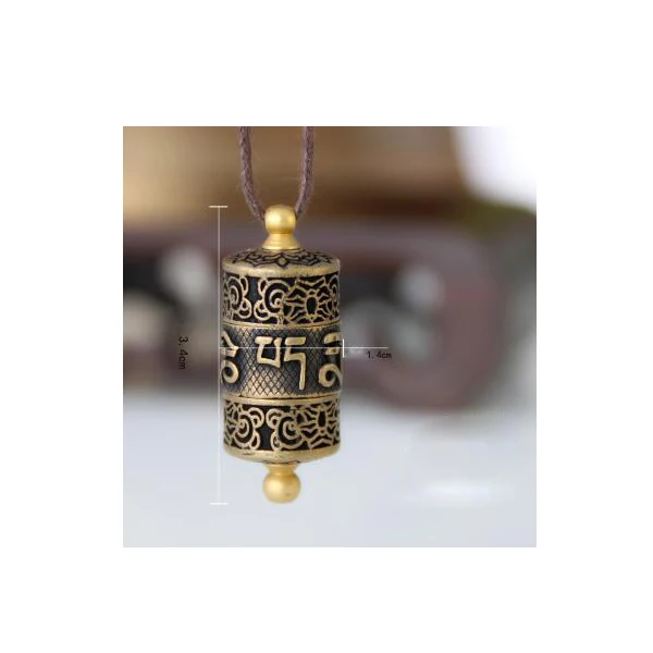 Тибетские вращающиеся подвески, ожерелье, санскрит, амулет, шесть слов, Молитвенное Колесо, ювелирные изделия - Окраска металла: 1 bronze