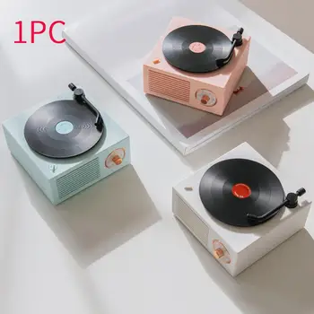 

Portable Wireless Bluetooth Speaker Nostalgic Stereo Loudspeaker Retro USB Charging Music Outdoor Home Record Player Shape Mini