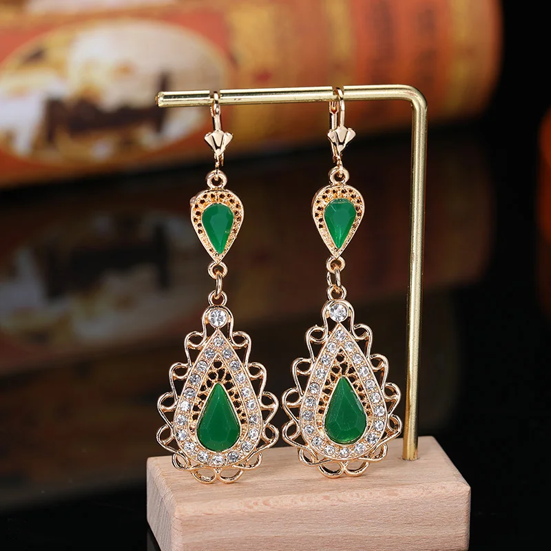 Drop Earrings Dome Teardrop Earrings European Bridal Decorative Jewelry Earring French Hook Water Drop Rhinestone
