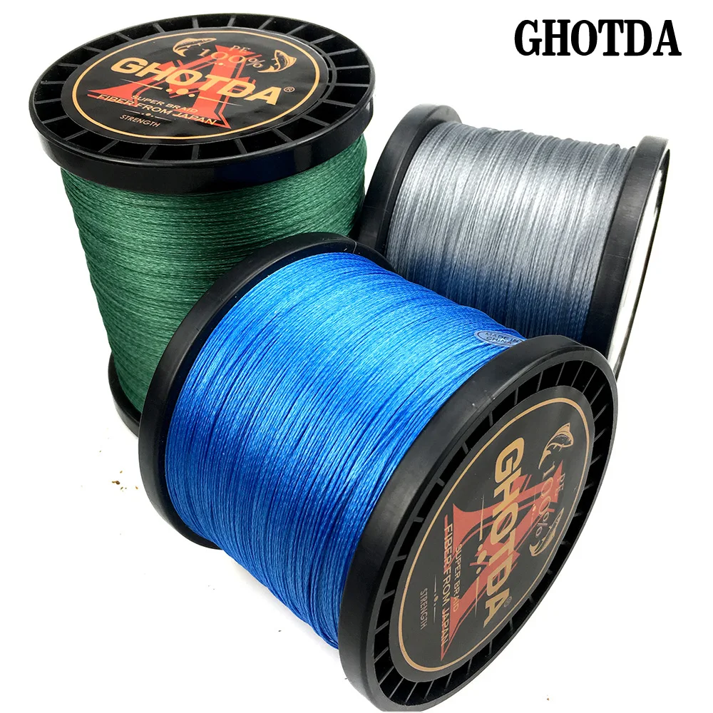 GHOTDA 9 нитей 1000 м 500 м 300 м многонитевая PE оплетка леска 0,16-0,59 мм 20-108lb