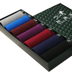 7Pcs/lot Men's Underwear Solid Color Modal U Convex Middle Waist Breathable Boxer Underwear Stretch Shorts Larger Size L-3XL