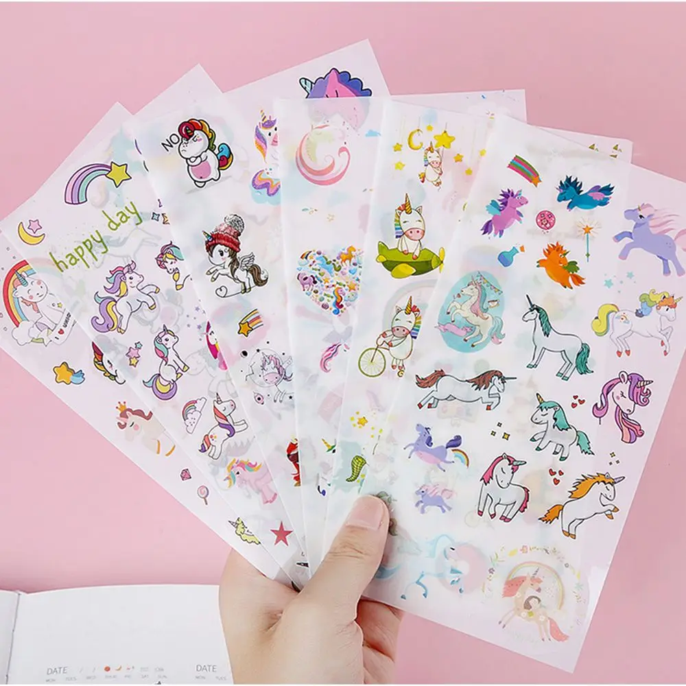 

6 Sheets/Pack Kawaii Unicorn Stickers Adhesive Craft Label Phone Notebook Diary Decorative Student