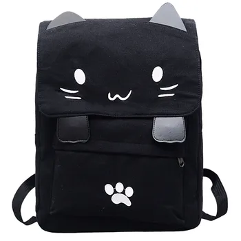 

Women Canvas Backpacks Ladies Shoulder School Bag Knapsack Cute Cat Rucksack For Girls Travel Bag Bolsas Mochila #T1G