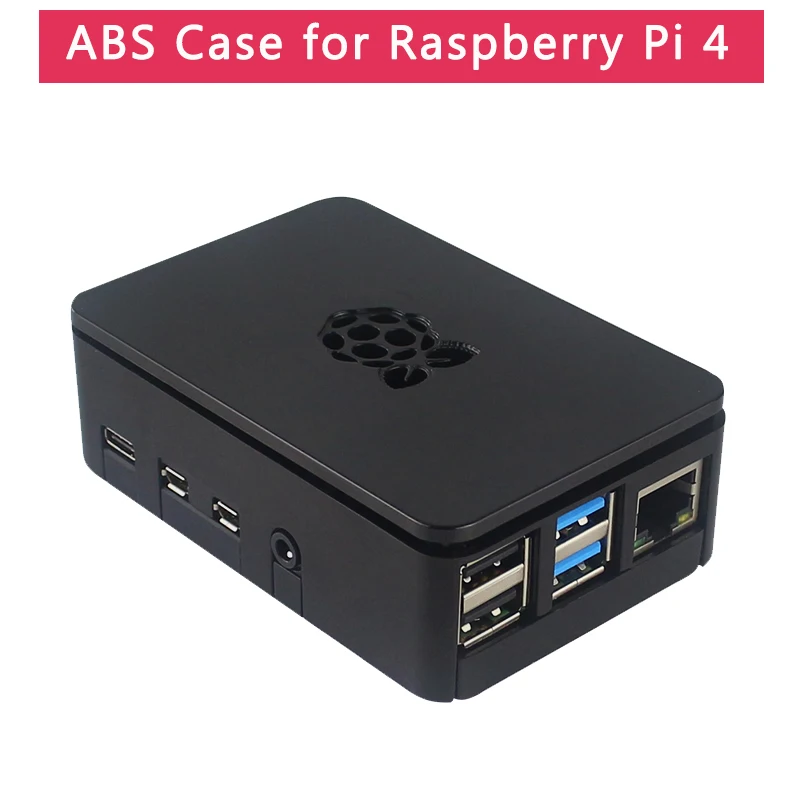 

Latest Raspberry Pi 4 Case ABS Shell Black Protective Box Housing with Raspberry Logo for Raspberry Pi 4 Model B
