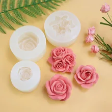 Single Hole 3d Crimping Flower Bud Rose Silicone Mold Rose Flower Cake Decoration Scented Candle Mold Resin Mold Fondant Tools