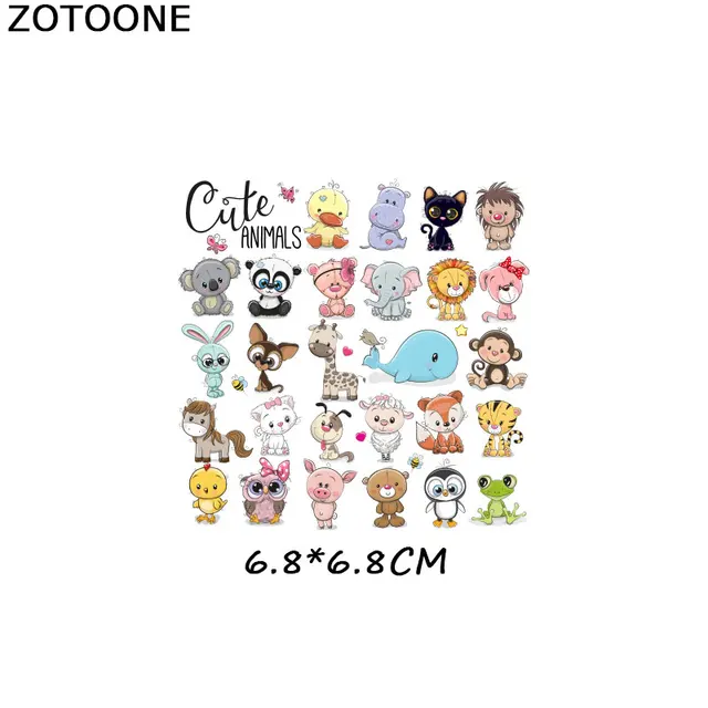 ZOTOONE Cute Cartoon Animal Patches Heat Transfer Iron on Patch for T-Shirt Children Gift DIY Clothes Stickers Heat Transfer G 1036
