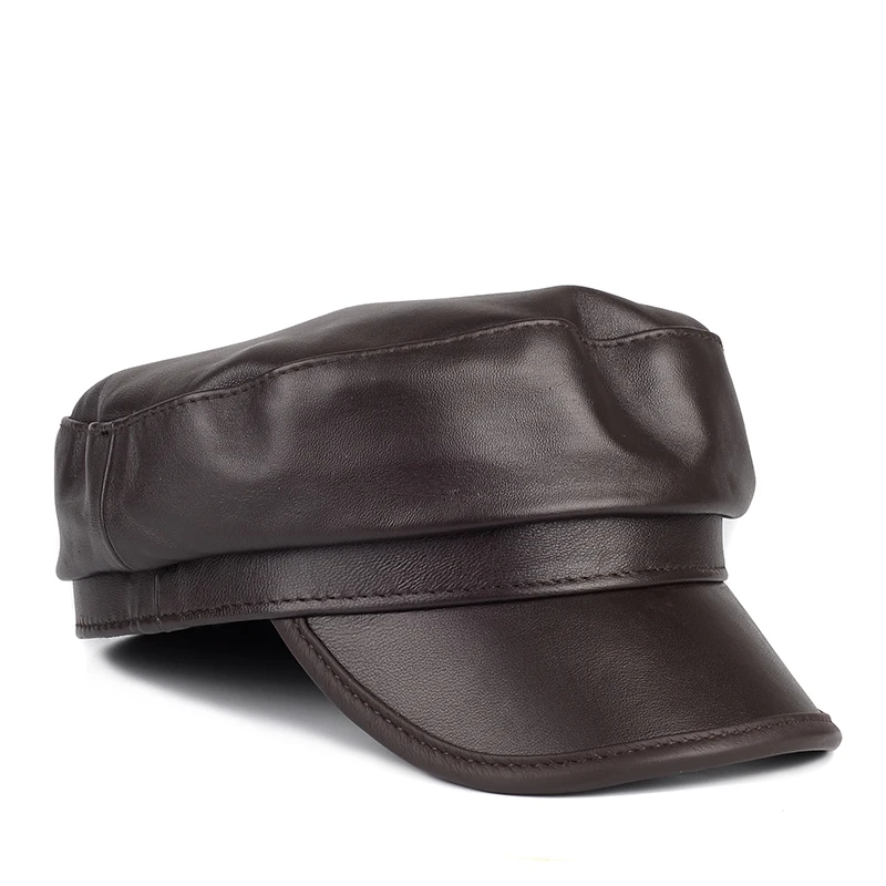 

Кожаная шапка для мужчин и женщин, весенне-Осенняя шапка в британском стиле ретро, тёмно-синего цвета, плоская шапка, шапка для студентов, корейская модная шапка