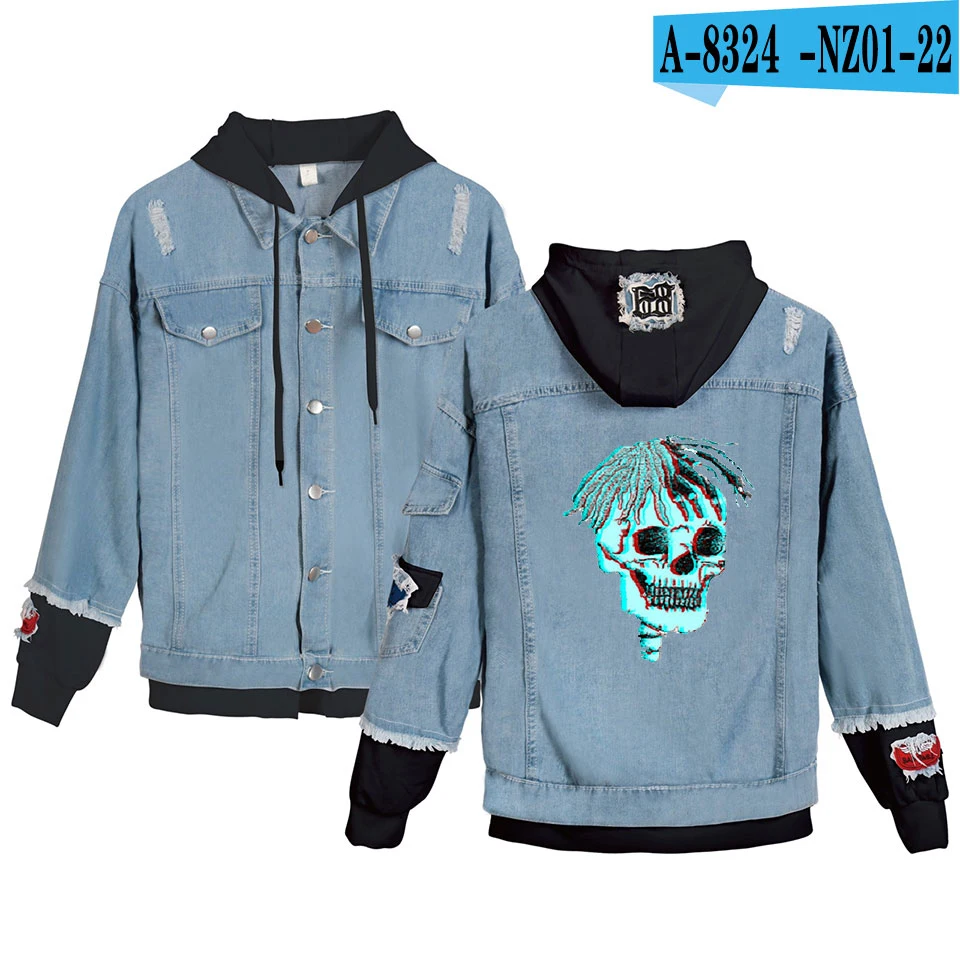Lil Peep Cry Baby Denim Jacket Xxxtentacion hip pop singer Revenge Hooded Denim Jacket Fit Men/Women Hoodies Autumn sweatshirt