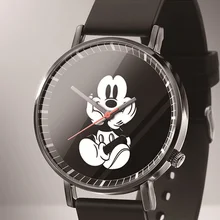 Новые роскошные брендовые DQG женские часы с Микки Маусом, Модные Повседневные детские часы из черной кожи