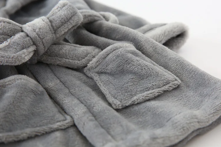 WLG baby boys girls bath robe winter toddler letter embroidery white gray robe baby warm casual clothes