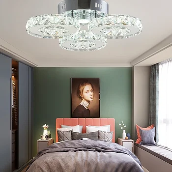 

Luxury Crystal Chandeliers Modern Led Crystal Circles LED Ceiling Chandelier luster Home Lighting for Living Room Bedroom Decor