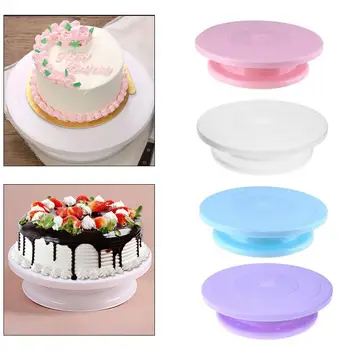 

Plastic 10 Inches Cream Cake Turntable Swivel Plate Sturdy Multicolor Easy Decorating Cake Revolving Stand Mold Kitchen