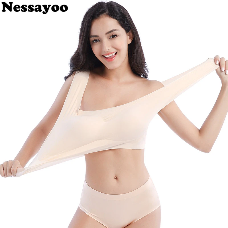 

2019 Women Girls Padded Seamless Bra Vest Tops Rimless Sleep Bra Plus Size Solid Full Cup Breathable Cami Zero Feeling Women 6XL