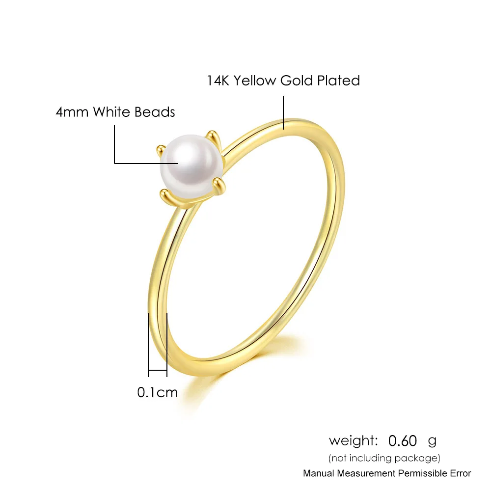 Simple Fashion Dainty Ring Mini Imitation Pearl Exquisite Minimal