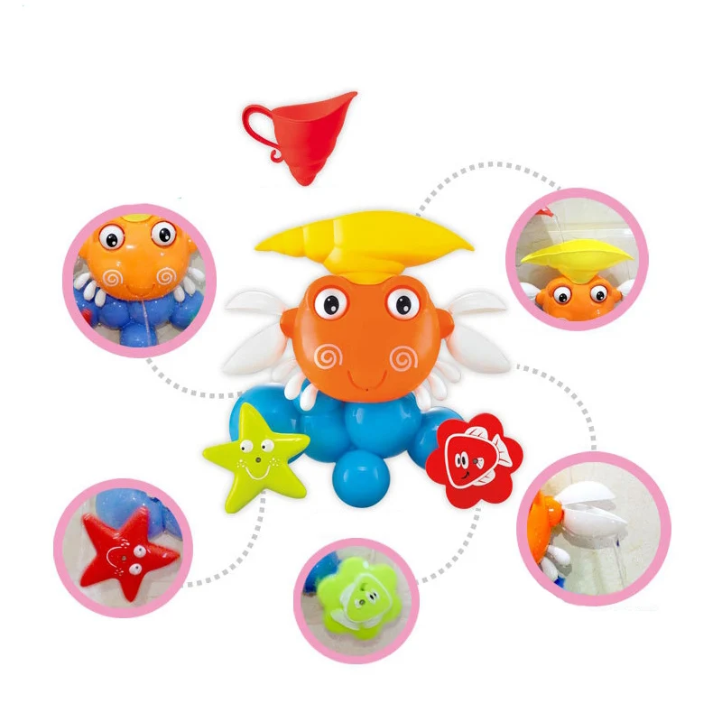  Baby Bath Water Toy Games Blinking Crab Shower Faucet Waterwheel Play Bathroom Toys For Children Ch