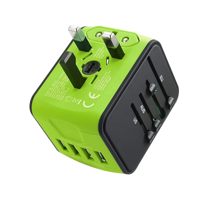 

International Travel Adapter Universal Power Adapter Worldwide All In One 4 Usb With Electrical Plug Perfect For European Us,Eu,