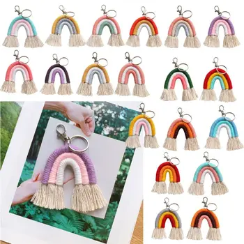 

Weaving Rainbow Keychains Boho key Holder Keyring Macrame Bag Charm Car Hanging 19QB