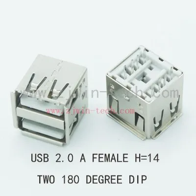 100PCS/PACK USB 2.0 Jack Female Connector DUAL Direct Plug-in 180degree (H=14mm) | Обустройство дома