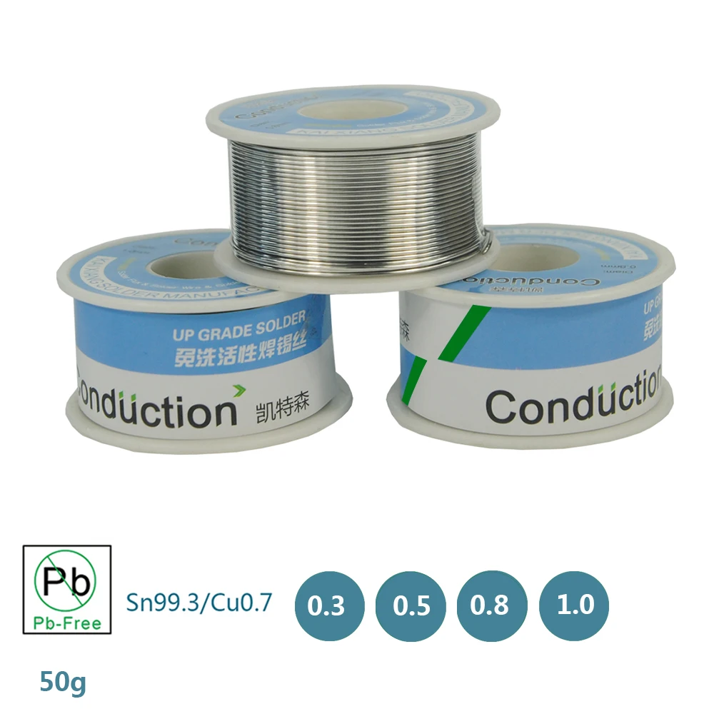 0.3/0.5/0.8/1.0MM Tin Solder Wire Lead-Free Soldering Environmental Protection Roll Sn99.3Cu0.7 Welding 50g | Инструменты