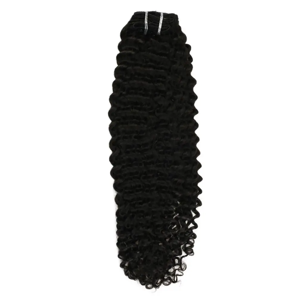 

Moresoo Kinky Curly Clip In Human Hair Extensions Machine Remy Brazilian Hair 7Pcs 100G Clips Ins Natural Black #1B 10-24 inch