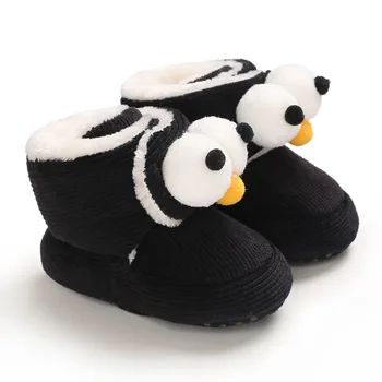 1pair Baby Shoes Snow Boots Warm Soft-soled Toddler Shoes First Walkers Soft-soled Shoes Accessories Non-slip Black Chick Shoes