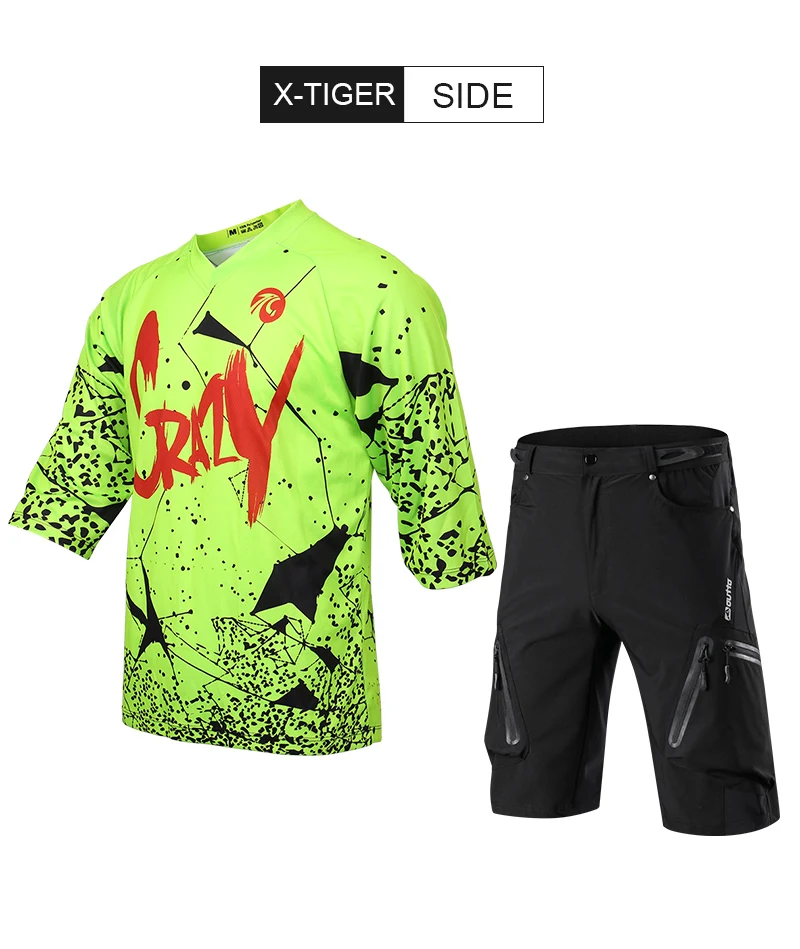 X-Tiger, анти-пот, средний рукав, DH, рубашка, набор, для езды на велосипеде, Джерси, быстросохнущая, для езды на велосипеде, рубашка, джерси, одежда для велоспорта