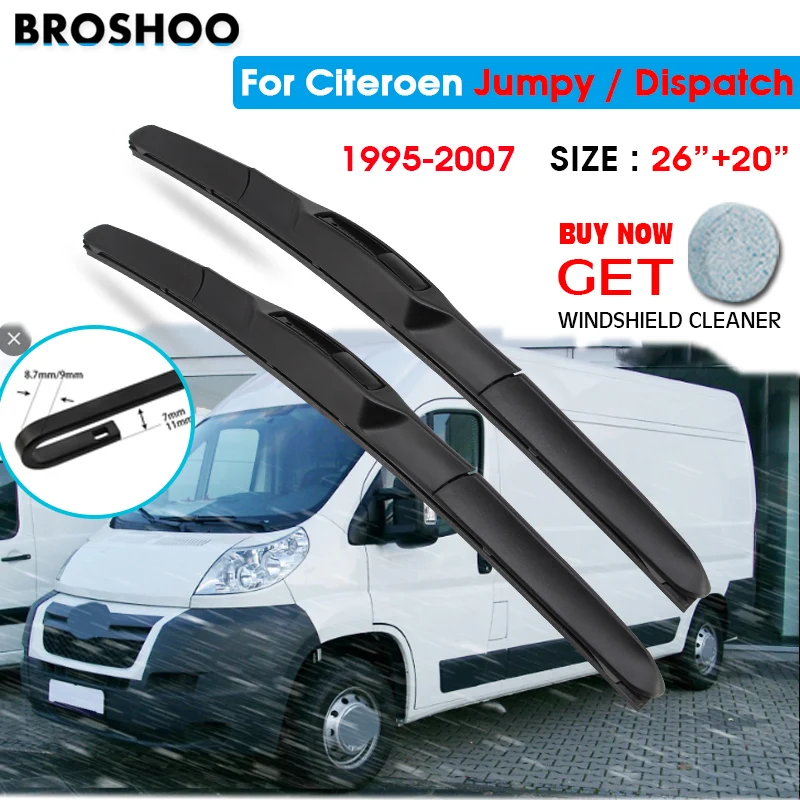 

Car Wiper Blade For CITROEN Jumpy / Dispatch 26"+20" 1995-2007 Auto Windscreen Windshield Wipers Blades Window Wash U Hook Arms