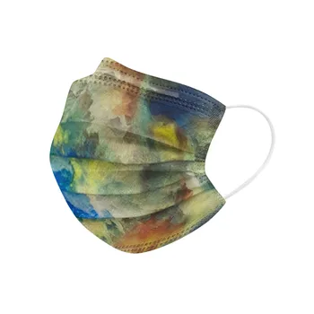 

100pc Adult Retro Mouth Masks Tie-dye Printing Fashion Mask Three-layer Disposable Protective Mask Face Cover Mascarillas Masque