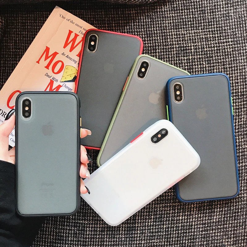 Противоударный силиконовый чехол-бампер для iPhone XS Max X 6 6S Plus прозрачный матовый