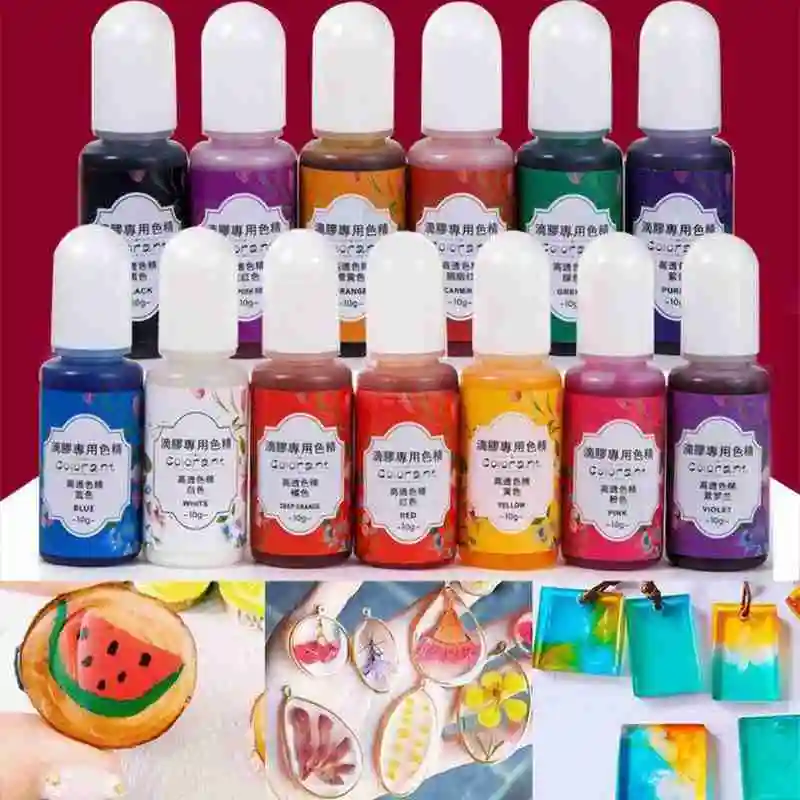 

13 Colors Epoxy UV Resin Coloring Dye Set Liquid Epoxy Pigment Resin Colorant Fading Resistance Translucent Make Jewelry Pigment