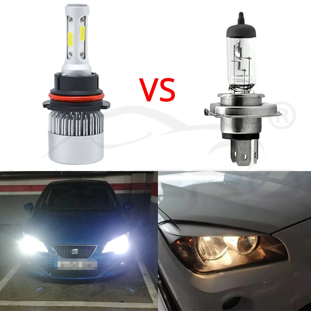 Hviero Car Heahlight Fog Lighting 9007 HB5 Hi-Lo High Low Beam S2 COB IP67 Waterproof 6500K 72W 8000LM Auto Headlamp Led DC 12v 24V