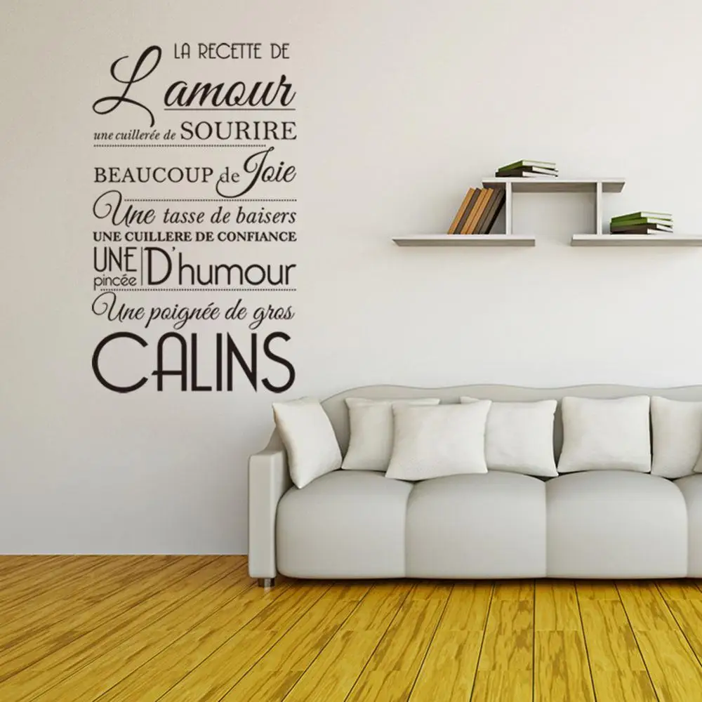 Sticker Citation La Recette De Lamour Vinyl Wall Decor Wall Art Decal Living Room Home Decor Wallpaper Poster House Decoration Wall Stickers Aliexpress