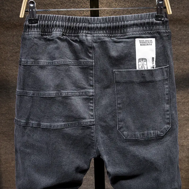 jeans men's elastic hip hop pants men's loose casual feet tight waist trend spring and autumn new 2020