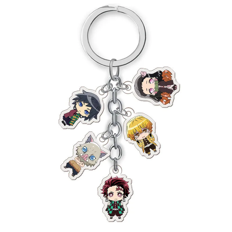 Аниме Demon Slayer Kimetsu No Yaiba брелок мультяшная фигурка Kamado Tanjirou Nezuko акриловое кольцо для ключей