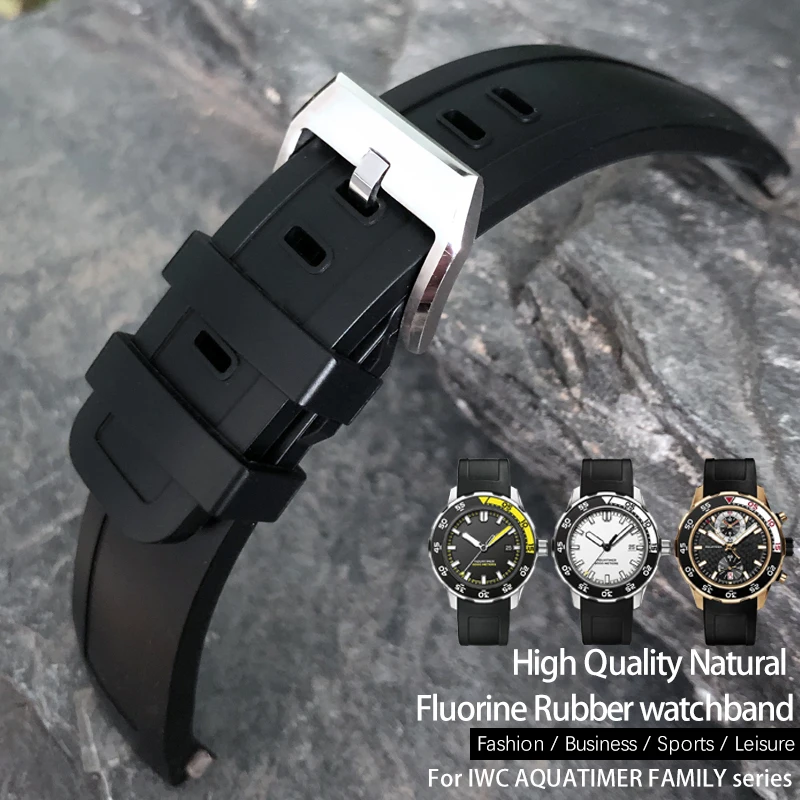 22mm High Quality Fluorine Rubber Watch Strap Soft Watchband For 