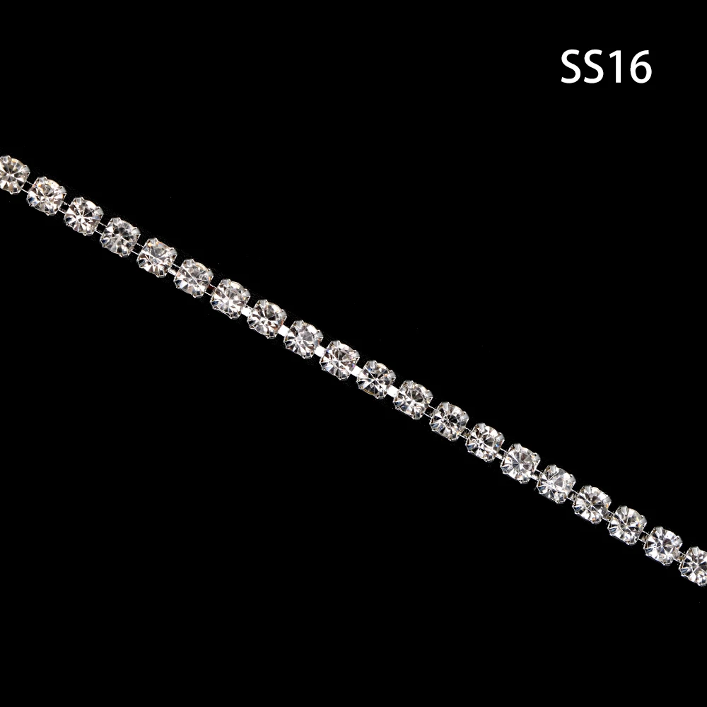 Супер яркий SS6.5-SS12 шифрования(2 мм-3 мм) DIY Швейные аксессуары для одежды прозрачные стразы цепочка 10 метров с плоским основанием