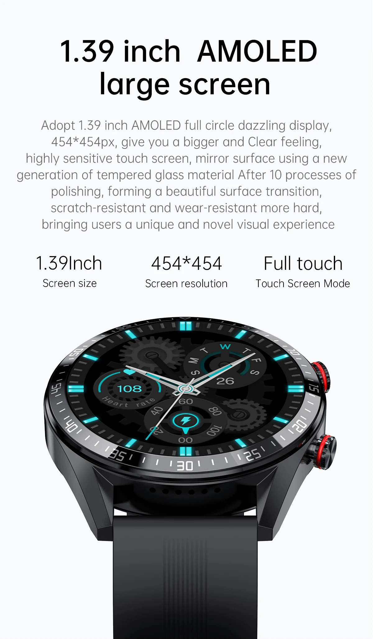 Z18 Smart Watch Men 1.39inch AMOLED Screen 454*454 BT Phone Call Music Playback Heart Rate Monitor Sport Smartwatch VS KK70