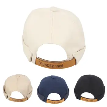 

Unisex Women Men Embroidery Hip Hop Hat Cotton Sailor Cap Rolled Cuff Retro Brimless Beanie Hats