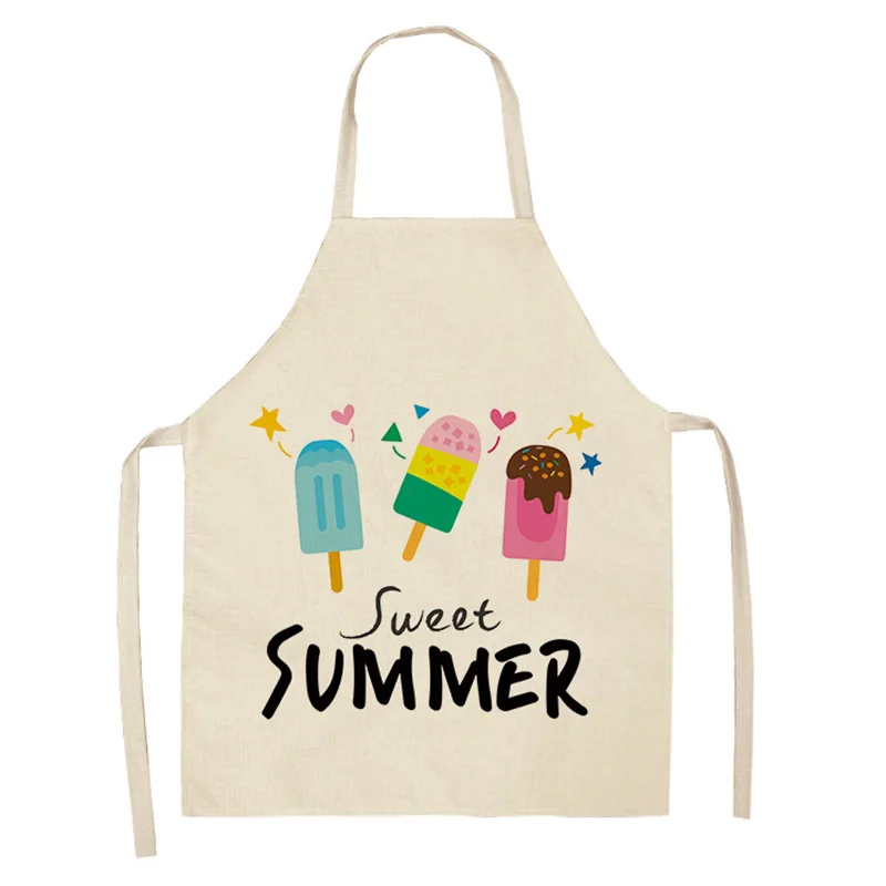 Summer Women Men Kitchen Aprons Housewife Apron Waterproof Cooking oil-proof Cotton Linen Home Antifouling Chef 68*55 0066