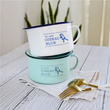 

Enamel Cup Tea Coffee Vintage Instant Noodle Pot Bowl Antique