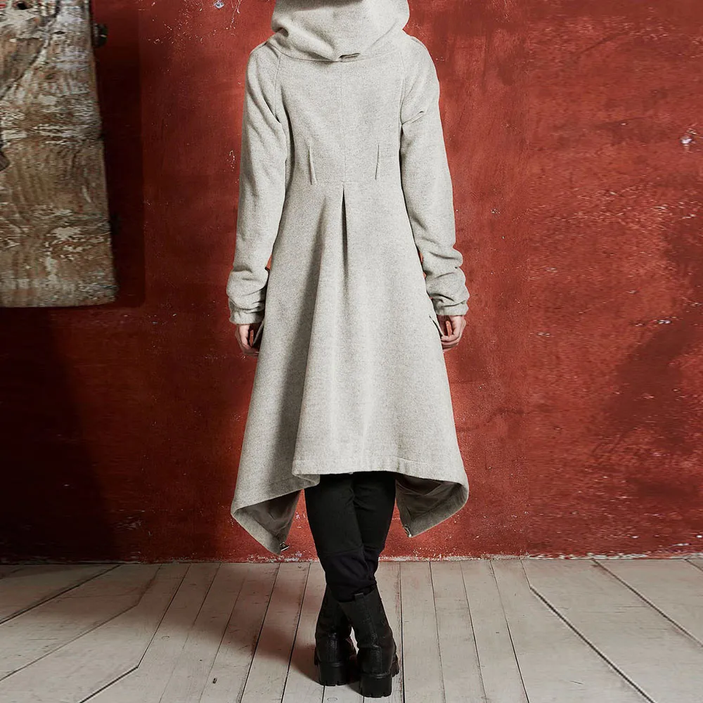 Jaycosin Fashion Women Winter Warm Zipper Asymmetric Solid Hoodie Coat Stylish Long Sleeve Comfortable Soft Coat Overcoat 23#4