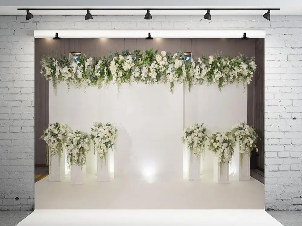 Vinylbds White Flowers Wall Wedding Backdrop Photography Wedding